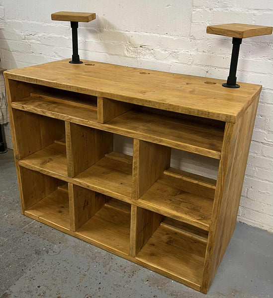 Reclaimed wood DJ vinyl record and CD unit