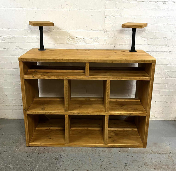 Reclaimed wood DJ vinyl record and CD unit