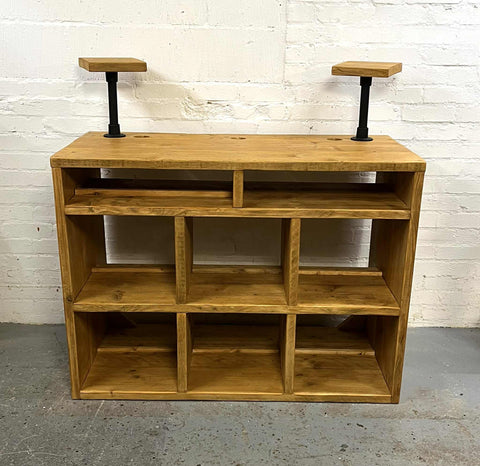 Reclaimed wood DJ vinyl record and CD unit