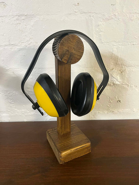 Reclaimed wood headphone stand holder