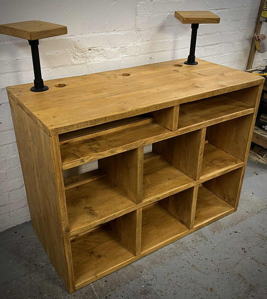 Reclaimed wood DJ vinyl record and CD unit