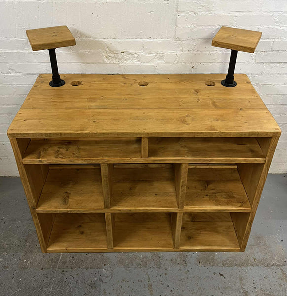 Reclaimed wood DJ vinyl record and CD unit