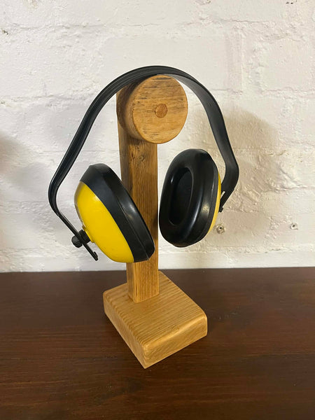Reclaimed wood headphone stand holder