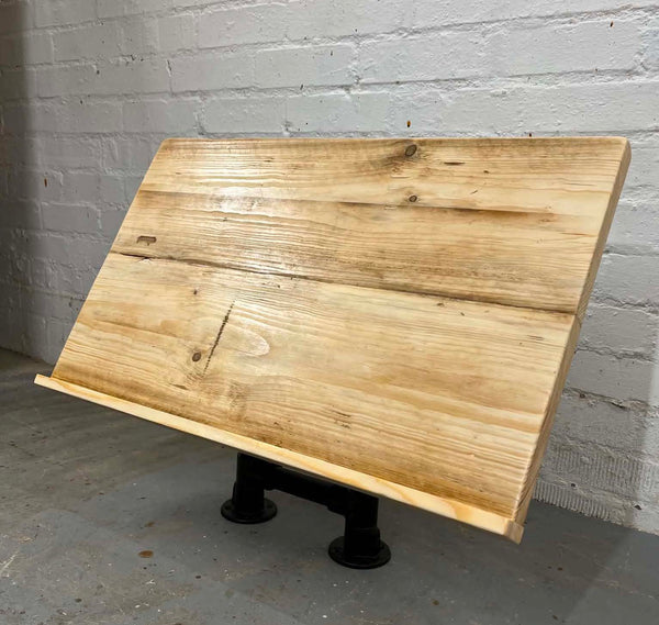 Custom DJ controller CDJ platform from reclaimed wood and powder coated scaffold