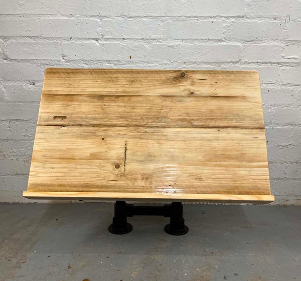 Custom DJ controller CDJ platform from reclaimed wood and powder coated scaffold