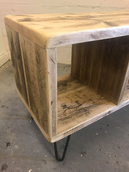 Rustic vinyl record storage and media unit