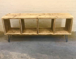 Rustic vinyl record storage and media unit