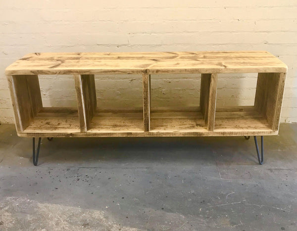 Rustic vinyl record storage and media unit